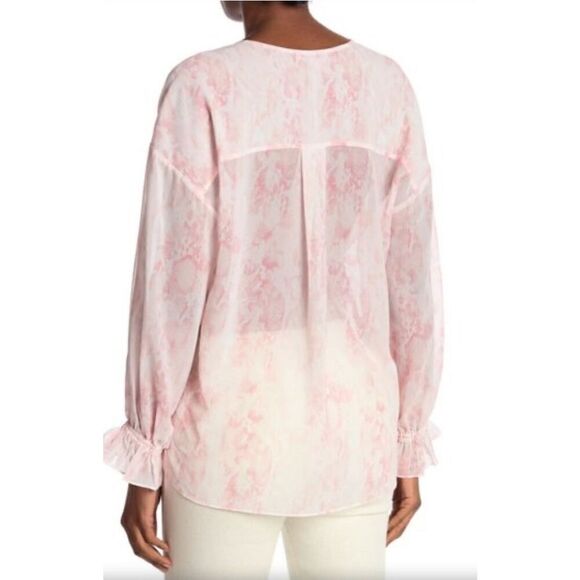 AllSaints Penny Masala See-Through Blouse in Soft Pink NWT Size 2 - Picture 2 of 6